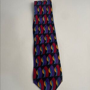 Multicolor Geometric Pattern Men's Tie - Purple, Red, Blue